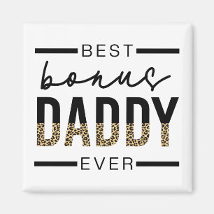 Aimant Meilleur Bonus Daddy Jamais Leopard Typographie