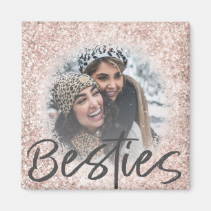 Aimant Meilleur Cadeau Photo Paillettes Roses pour Meille