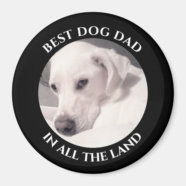 Aimant Meilleur Chien Papa Photo Cute White Chien Chien N (Devant)