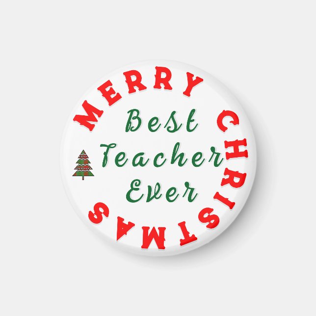 Aimant Meilleur Enseignant Toujours Noël Merci Cadeau (Devant)