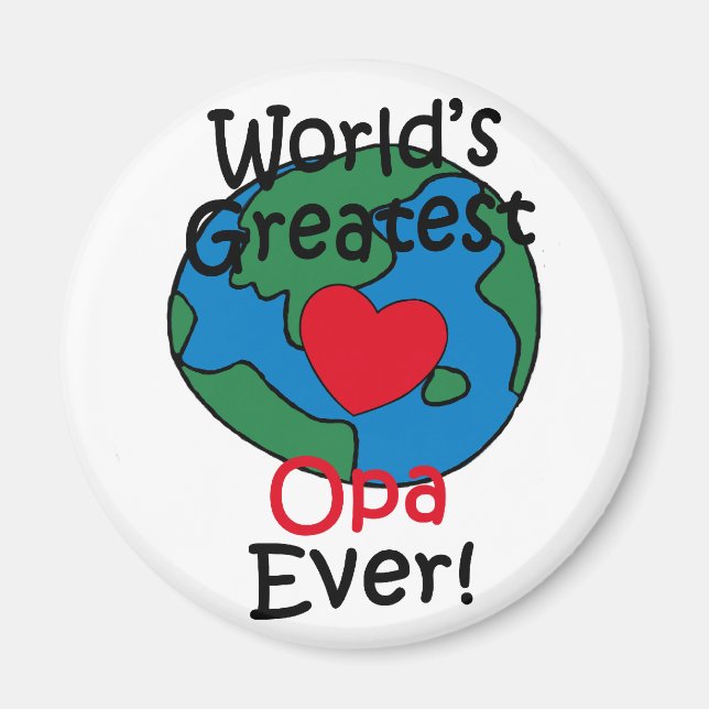 Aimant Meilleur Opa du Monde Cœur (Devant)
