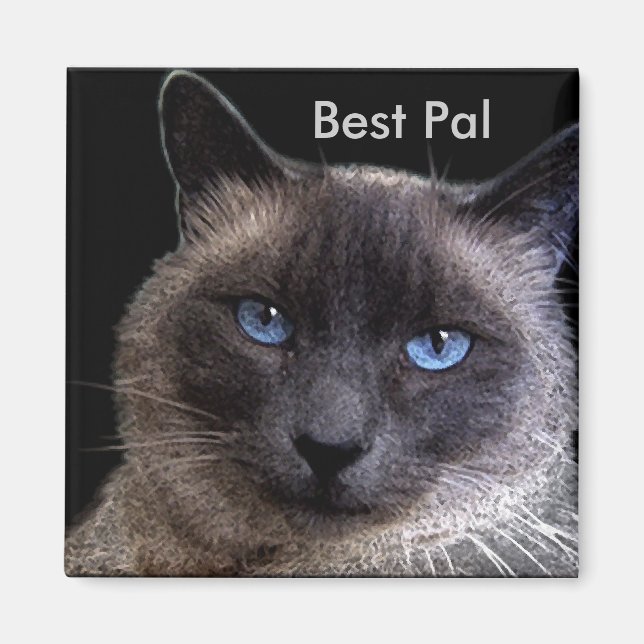 Aimant "MEILLEUR PAL" Chat Siamais (Devant)