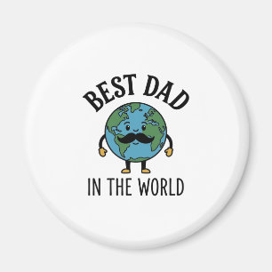 Aimant Meilleur Papa du Monde Earth Moustache Shirt Desig