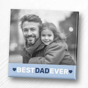 Aimant Meilleur papa jamais coeur photo bleu fête des pèr