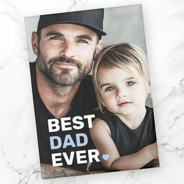 Aimant Meilleur papa jamais photo coeur fête des pères (Best dad ever photo heart fathers day magnet)
