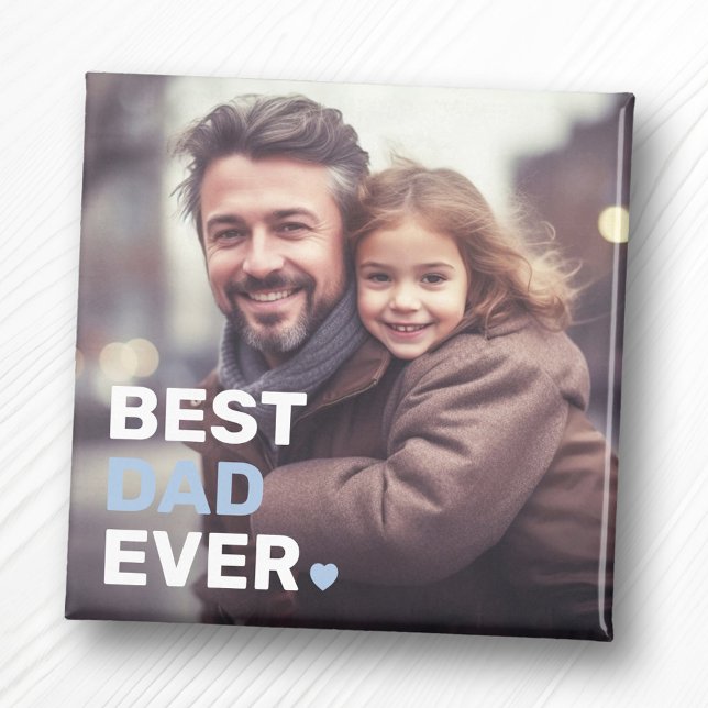 Aimant Meilleur papa jamais photo coeur fête des pères (Best dad ever photo hearts fathers day magnet)
