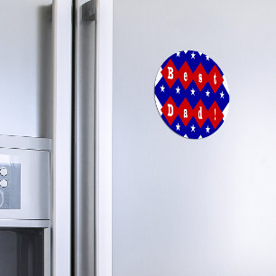 Aimant Meilleur papa Stars & Diamonds Typographie Rouge &