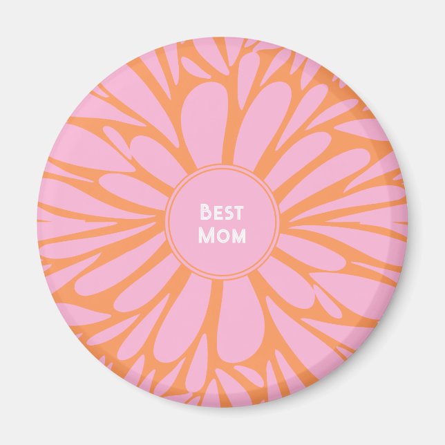 Aimant Meilleure maman florale éclat pastel orange rose (Devant)