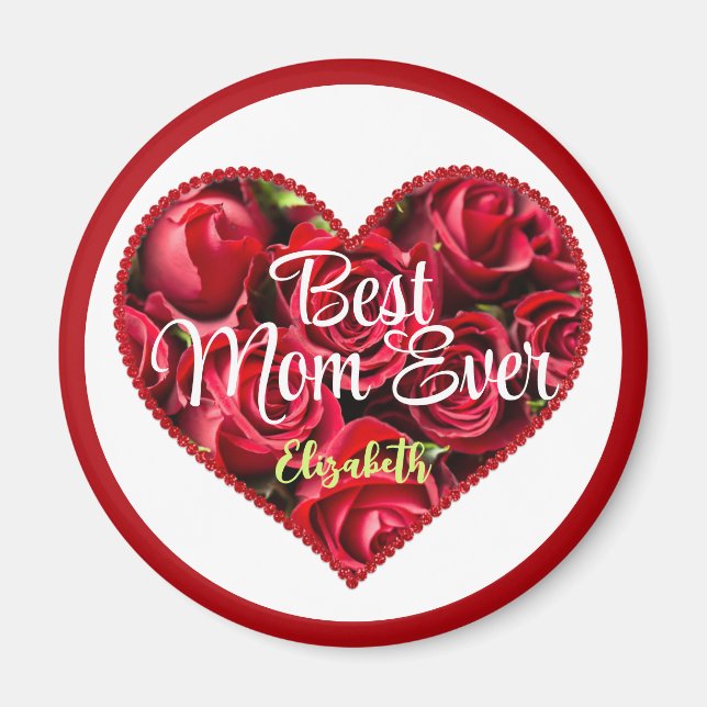 Aimant Meilleure Maman Jamais Coeur Rouge Élégante Fête d (Devant)