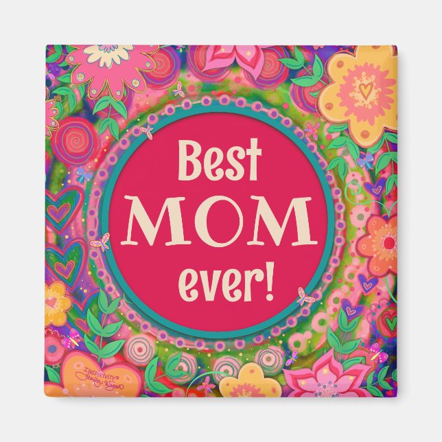Aimant Meilleure Maman Jolie rose Whimssal Floral Amusant (Devant)