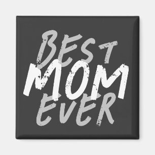 Aimant Meilleure Maman Moderne Grunge Blanc et Gris