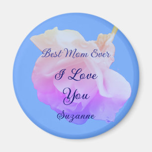 Aimant Meilleure Maman Personnalisée Rose Blanche