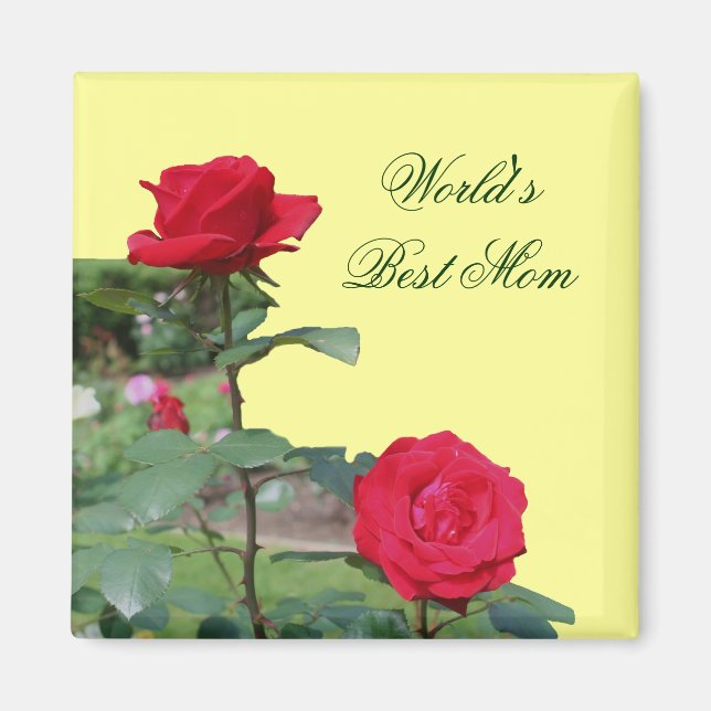 Aimant Meilleure maman Rouge Roses Fleur Magnat photo (Devant)