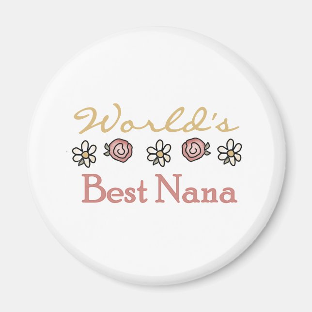 Aimant Meilleure Nana du monde des roses et des marguerit (Devant)