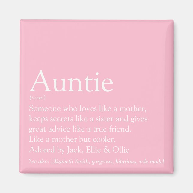 Aimant Meilleure Tante Du Monde Définition Rose (Devant)