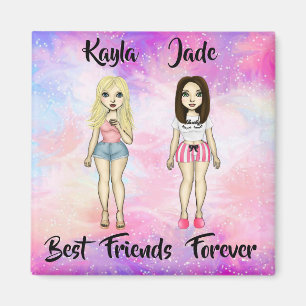Aimant Meilleurs amis Forever Blonde et Brunette Custom
