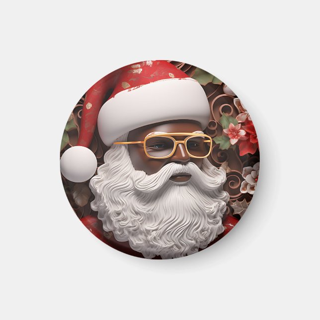 Aimant Melanin Noël Chocolat Noir Père Noël Amusant (Devant)