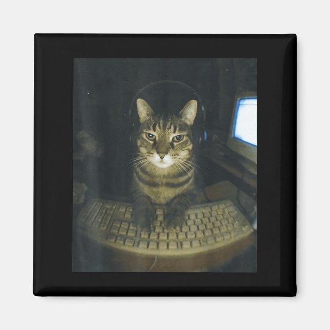 Aimant Mème de chat stud amateurs de chat gamers sérieuse (Devant)