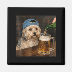 Aimant Mème de chien Havanais drôle buvant de la bière