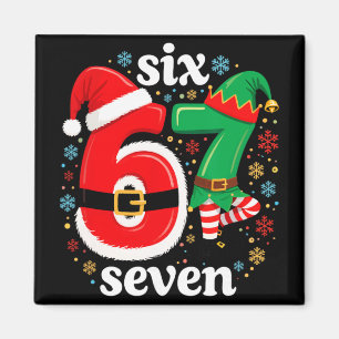 Aimant Mème drôle Six Sept 67 Elfe 6 7 Père Noël de Noël