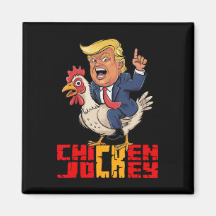 Aimant Mème politique drôle de Trump Jockey au poulet 
