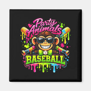 Aimant Mèmes d'animaux de fête baseball singe drôle