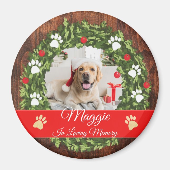 Aimant Mémoire de Noël Wreath Pet photo commémorative (Devant)