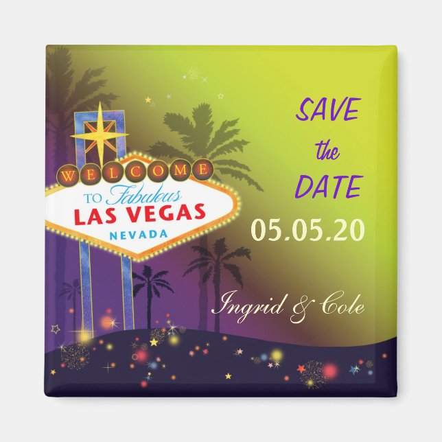 Aimant Mémorable Las Vegas Mariage Night Enregistrer la d (Devant)