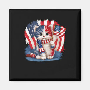 Aimant Memorial Day Chat Funny Kitten 4 juillet Patrioti