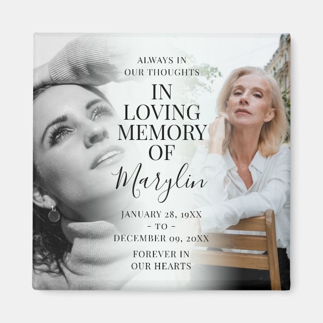 Aimant Mémorial élégant avant et après conservation de ph (Devant)