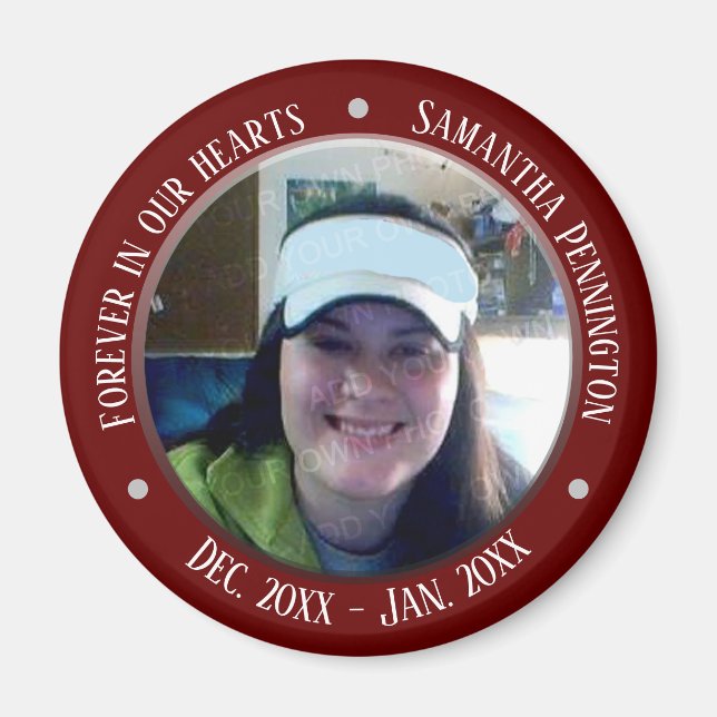 Aimant Memorial Forever dans nos coeurs Photo (Devant)