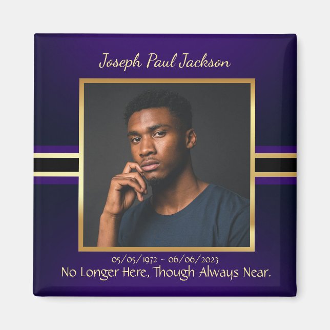 Aimant Mémorial photo en or violet (Devant)