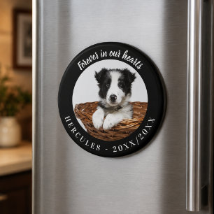 Aimant Mémorial pour chien à jamais dans nos cœurs Noir