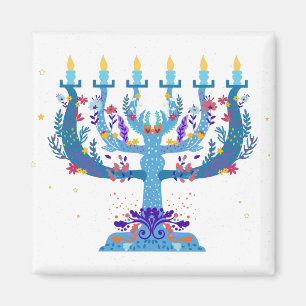 Aimant menorah à fleurs hanoukka
