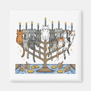Aimant Menorah drôle de Hanukkah pour chats de Meowzel