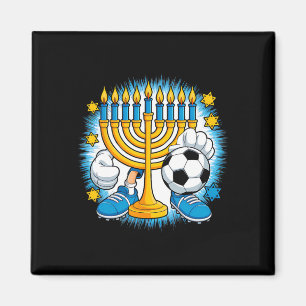 Aimant Menorah Rétro Jouant au Football Bonnes Fêtes de H