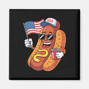 Aimant Mens Hotdog 4 juillet 4 Juillet Patriotic U