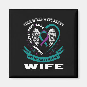 Aimant Mens Turquoise Purple Ribbon Ailes de sensibilisat