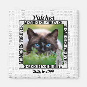 Aimant Meow Cat Memorial avec nom et photo