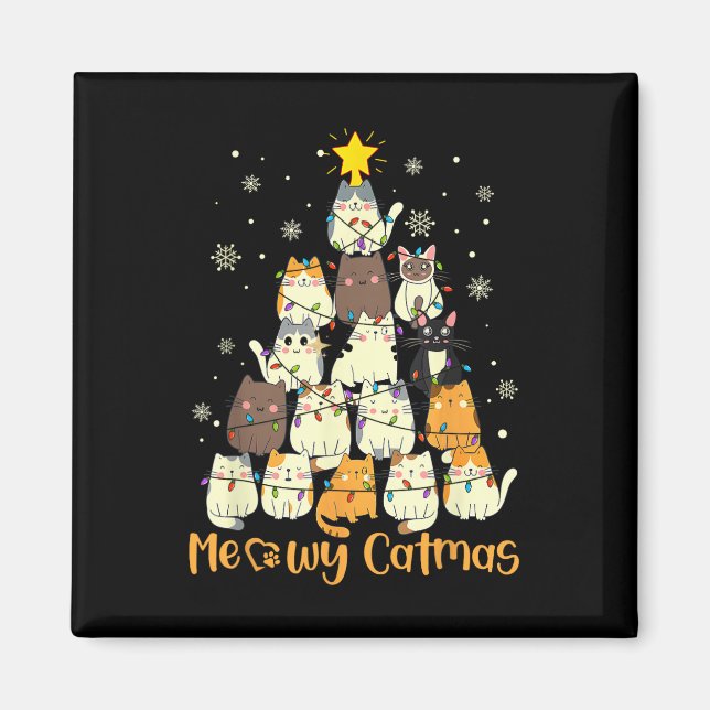 Aimant Meowa Catmas Chat Noël Arbre de Noël Filles Garçon (Devant)
