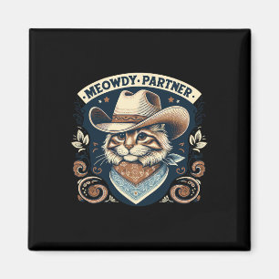 Aimant Meowdy Partenaire Chat Cowboy Casquette Howdy Funn