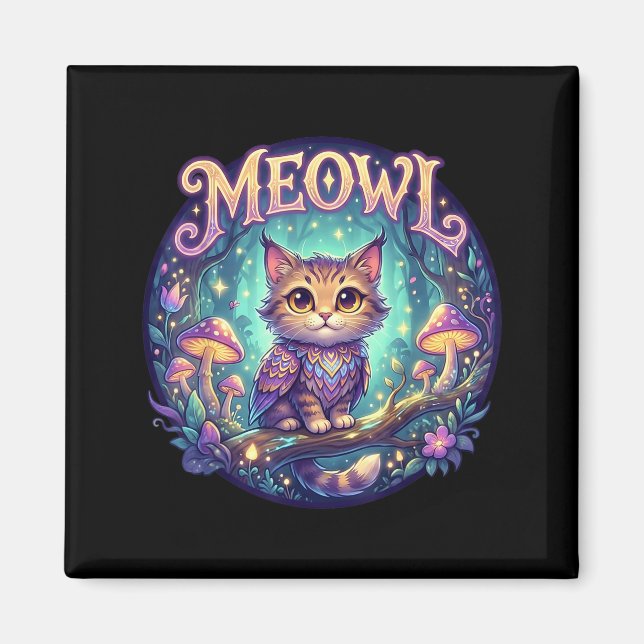 Aimant Meowl Cat Owl Meme Brainrot Kids Cursed Silly Gen  (Devant)