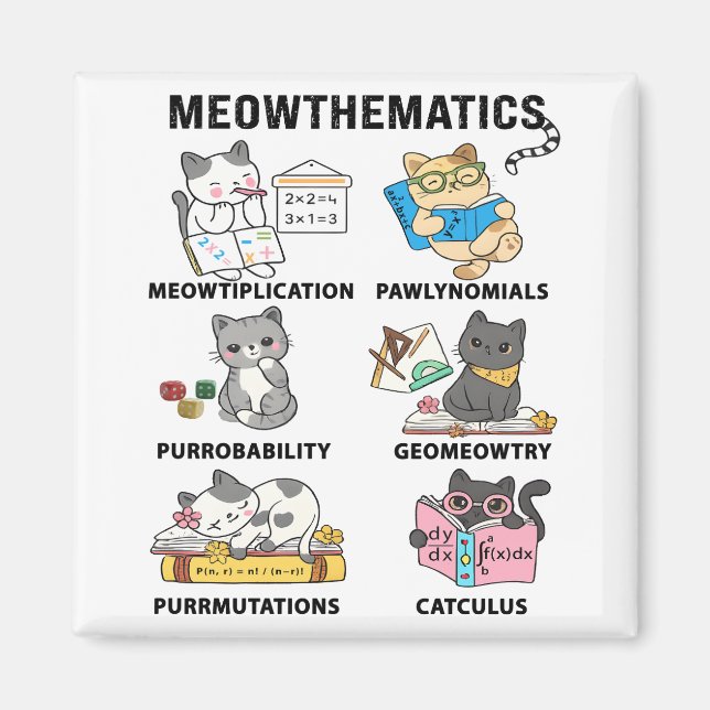 Aimant Meowthematics Funny Math Cat Puns For Math Lovers (Devant)