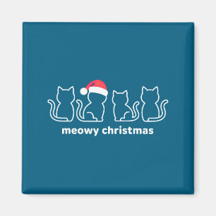 Aimant Meowy Catmas Chat Noël Chat Chaton Chats Chapeau d