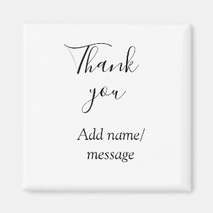 Aimant Merci ajoutez un nom message simple calligraphie é