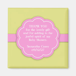 Aimant Merci Baby shower rose Favoriser l'aimant