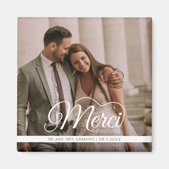 Aimant Merci Beaucoup Mariage Photo Favoriser (Devant)