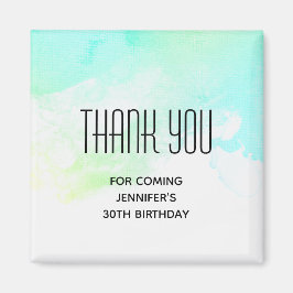 Aimant Merci d'aquarelle vert et bleu Abstrait moderne