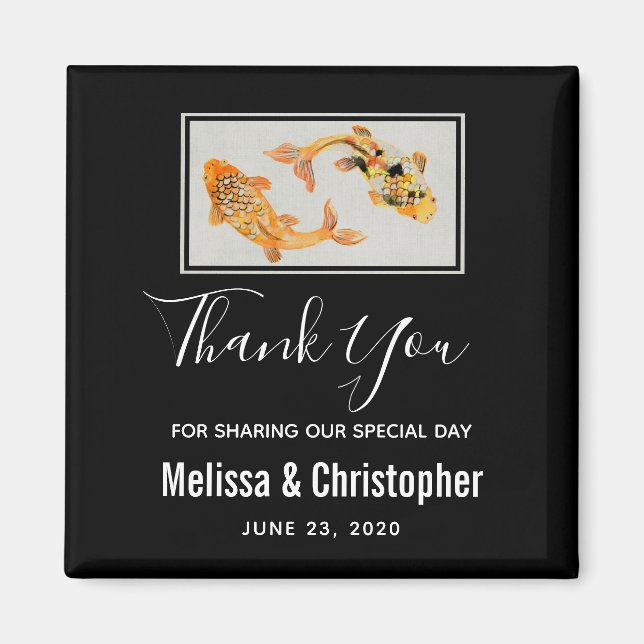 Aimant Merci de Mariage de poisson Gold Koi élégant (Devant)