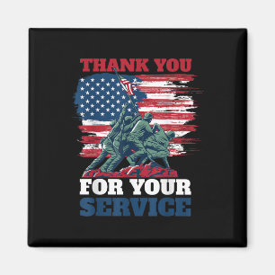 Aimant Merci Drapeau Usa Pour Votre Service - Anciens Com
